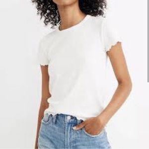 SOLD Madewell Bright Ivory Lettuce Hem Baby Tee Shirt